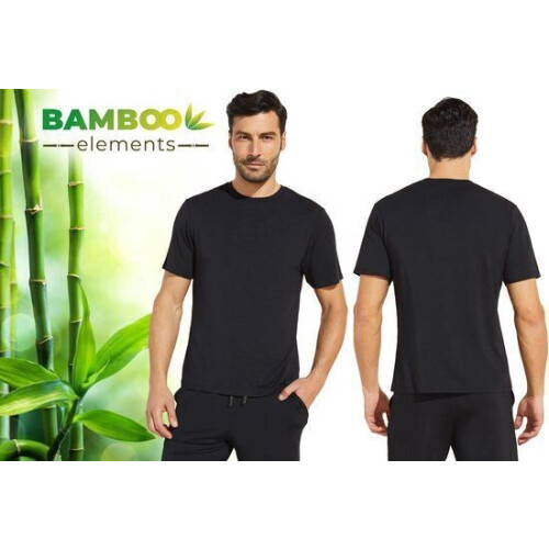 Bamboo Elements T Shirt Heren - Regular Fit - Zijdezacht Ademend - Zwart