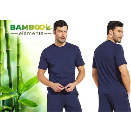 Bamboo Elements - T Shirt Heren - Regular Fit - Zijdezacht - Navy - XXL Tweedehands
