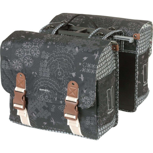 Basil Bohème - Dubbele Fietstas - 35L Waterafstotend Polyester Met MIK Adapterplaat Reflecterend Charcoal Tweedehands