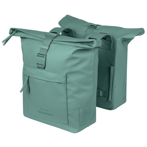 Basil Brooklyn - Dubbele fietstas - 41 Liter - Waterdicht - Gerecycled materiaal - groen