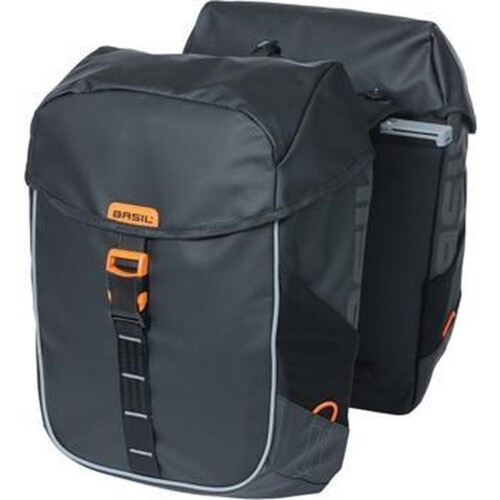Basil Miles Tarpaulin - Dubbele fietstas MIK - Waterdicht 34 Liter - Zwart