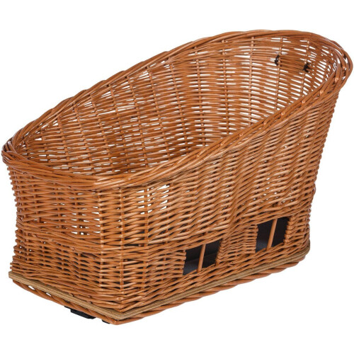 Basil Pasja Hondenfietsmand MIK - Achter - Riet - Inclusief kussentje - Bruin - 45 cm Tweedehands