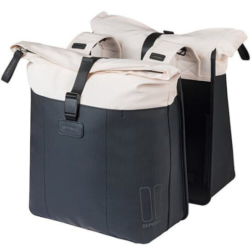 Basil Vive - Dubbele fietstas - 28-35 liter - Waterdicht - Gerecycled materiaal - zwart/wit Tweedehands