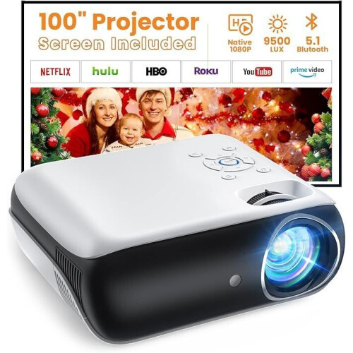 Beamer - Full HD 1080P - 9500 Lumen - Compatibel met Smartphone/Laptop/TV Stick/PS5/Xbox Tweedehands