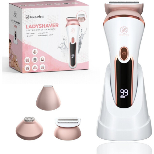 Beeperfect® 3-in-1 Ladyshaver - Scheerapparaat Vrouw - Oplaadbaar - Waterdicht - Wit/Rose Gold