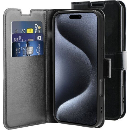 Behello Bookcover iPhone 16 Pro Max - Gel Wallet Hoesje - 3 Kaarten - Zwart