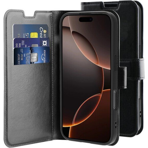 Behello iPhone 16 Pro - Gel Wallet Hoesje - 3 Kaarten - Zwart