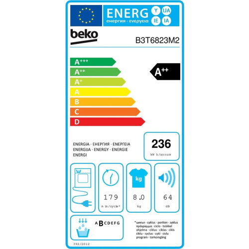 Beko B3T6823M2 - Warmtepompdroger - EcoGentle™ AquaWave® - Grijs