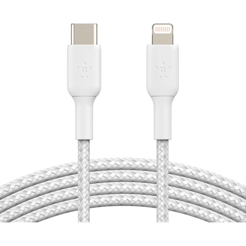 Belkin Boost↑Charge - Gevlochten USB-C naar Lightning Kabel - Snelladen tot 50% in 30 minuten - Wit (2m) Tweedehands