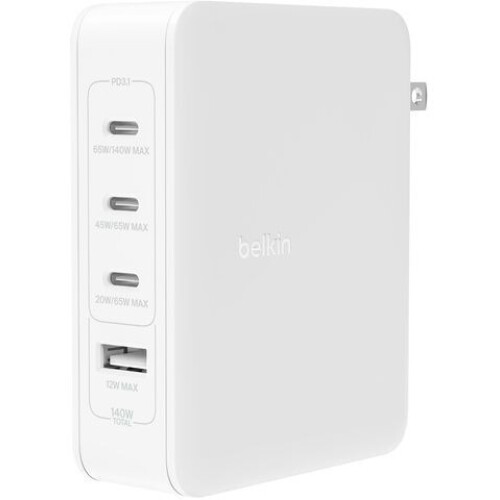 Belkin BoostCharge Pro 140W - 4-Poorts GaN Wandlader - 3x USB-C 1x USB-A - Wit Tweedehands