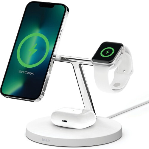 Belkin BoostCharge Pro - 3-in-1 draadloos laadstation met MagSafe (15 W) - Wit
