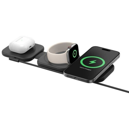 Belkin BoostCharge Pro - 3-in-1 magnetisch draadloos reislaadstation met Qi2 15W - Aluminium Tweedehands