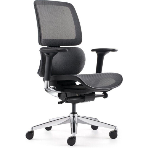 BENS 839DCR-Synchro-3 - Luxe Ergonomische Bureaustoel - Zwevende Zitting - Gepolijst Aluminium Voete Tweedehands