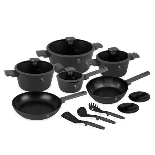 Berlinger Haus BH8141 - Pannenset 15-Delig - TitanPro Anti-aanbaklaag - Antraciet (15 stuks)
