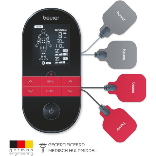 Beurer EM 59 - TENS/EMS/massage/verwarming apparaat - 4 in 1 - 4 Elektroden - 70 Programma's - Zwart Tweedehands