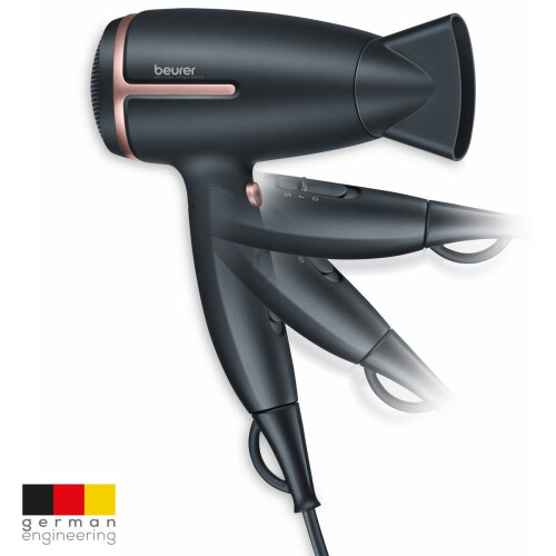 Beurer HC 25 - Reishaardroger - Inklapbaar 1600W met Ionenfunctie en Koude luchtstand - Zwart/brons Tweedehands