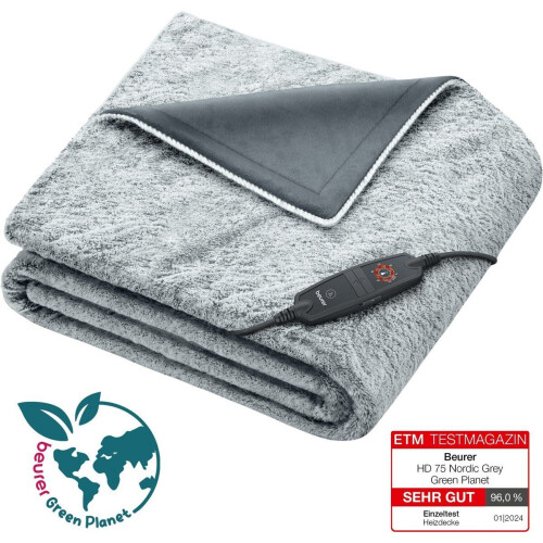 Beurer HD 75 - Elektrische Warmtedeken - 6 Warmtestanden - Nordic Grey