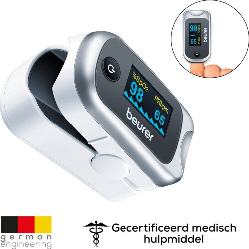 Beurer PO 40 - Pulsoximeter - Zuurstofmeting met Perfusie-index - Wit Tweedehands