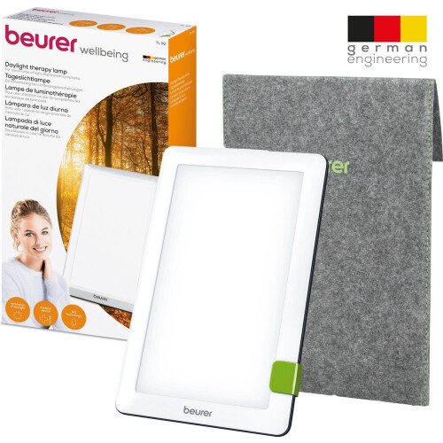 Beurer TL 30 Lichttherapielamp - Daglichtlamp - Medisch gecertificeerd - Compact en dun: 20 x 12 cm - Tabletvorm - Kantelbaar - LED - 10000 Lux (op 10 cm) - Incl. opberghoes en adapter - 3 Jaar garantie