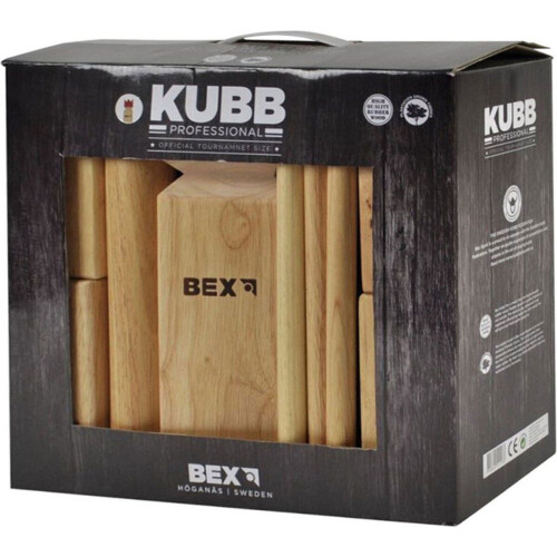 Bex Kubb Pro Original - Kubb spel - 1 koning 10 torens 6 werpstokken - Rubberhout Tweedehands