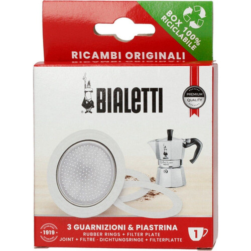 Bialetti Moka - Aluminium Filterplaatje + 3 Rubber Ringen - 1 kops