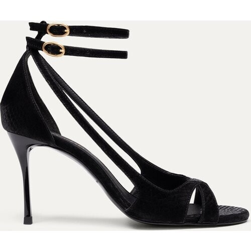 BIKKOU dames vegan Sandalen Met Hak Drinks With Friends Zwart Tweedehands