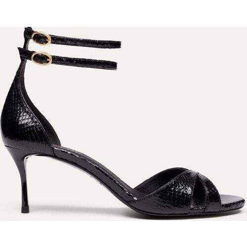 BIKKOU dames vegan Sandalen Met Hak Summer Lunch Zwart Python Tweedehands