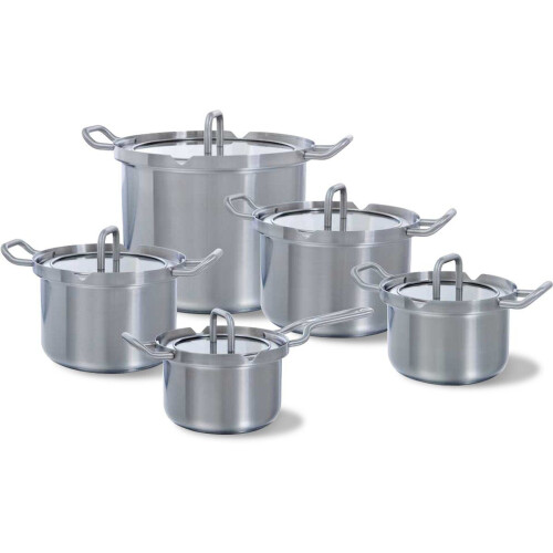 BK Q-linair Master - 5-delige pannenset - Veilig afgietsysteem RVS PFAS-vrij (5 stuks)