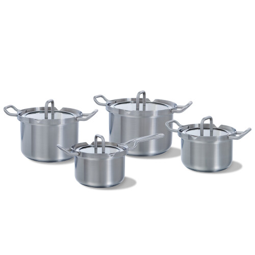 BK Q-linair Master Glas - Pannenset 4-delig - Afgietsysteem - Roestvrij staal