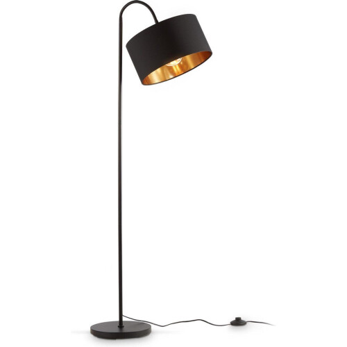B.K.LICHT Vloerlamp - Staande lamp - E27 fitting - Zwart-goud - Hoogte 145 cm -Ø30 cm