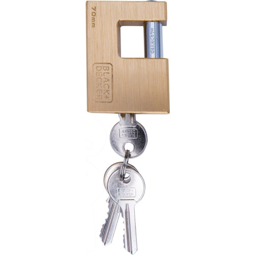 BLACK+DECKER Hangslot - 70mm - Incl. 3 Sleutels - Massief Messing