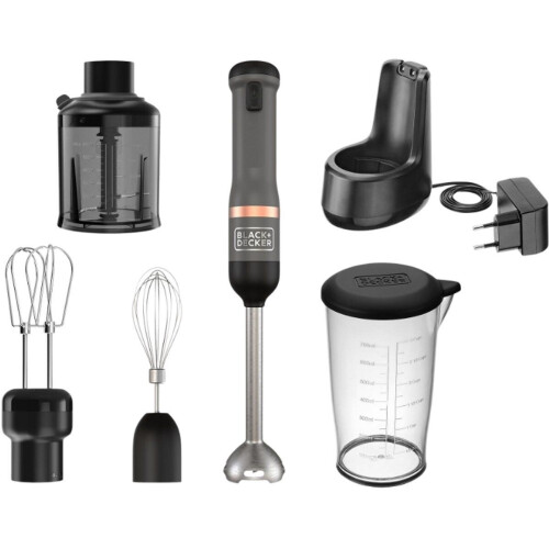 BLACK+DECKER KitchenWand BCKM1014KG - Draadloze Staafmixer - 4-in-1 met Hakmolen & Garde - Zwart
