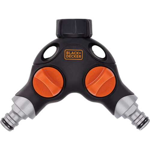 BLACK+DECKER Kraanstuk - 3/4 Inch Connector - Waterstop - 2 Weg Splitser - Zwart/ Oranje Tweedehands