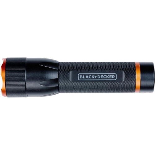 BLACK+DECKER LED Zaklamp 120 Lumen - 3W - 140M Bereik - 3 Lichtstanden: Hoog, Laag, Pulserend - Zwart/Oranje
