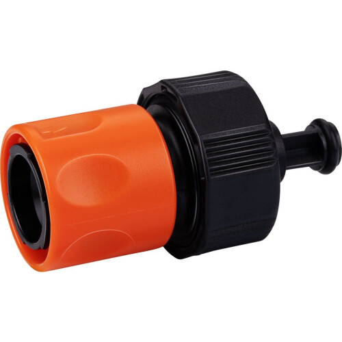 BLACK+DECKER Tuinslang Snelkoppeling - met Waterstop - 5/8'-3/4'-⌀16-19 mm - Kunststof - Zwart/ Oranje