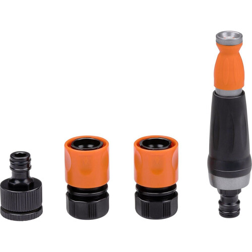 BLACK+DECKER Tuinslangkoppelingen Set van 4 - Tuinslangkoppelingen/ 2x Waterstop/ Tussenstuk - Zwart/ Oranje