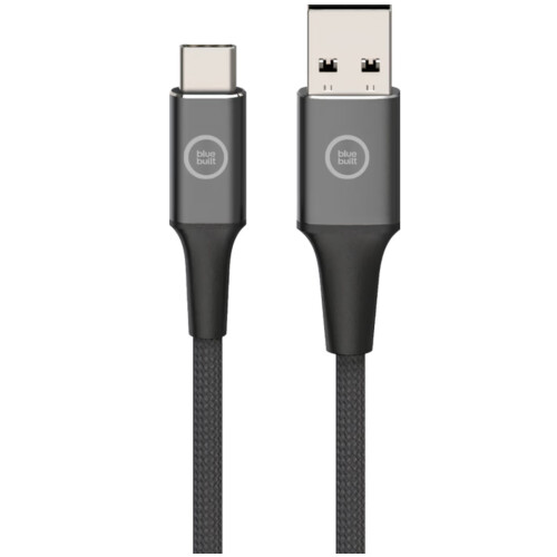 BlueBuilt USB-A naar USB-C Kabel - 1.5m - Nylon - Zwart Tweedehands