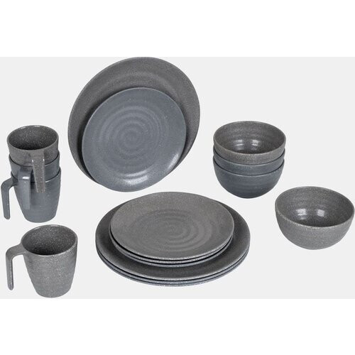 Bo-Camp Servies 100% Melamine 16-Delig Stone Middengrijs Tweedehands