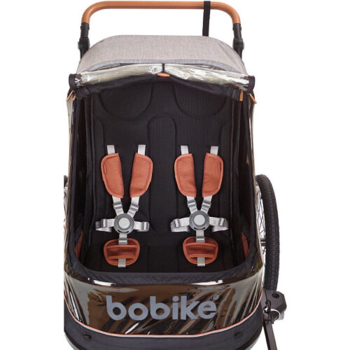 Bobike Trailer - 2-in-1 fietskar en wandelwagen - max. 2 kinderen - zwart/bruin Tweedehands