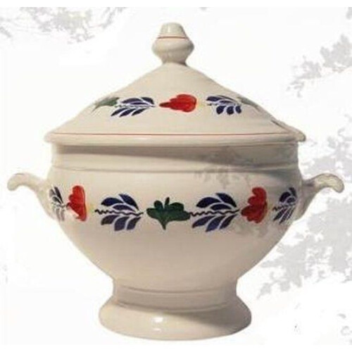 Boerenbont Soepterrine - Aardewerk - 4 l - Blauw-groen-rood Tweedehands