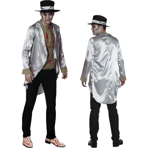 Boland Bloody Groom - Volwassenenkostuum - Blazer Shirt Hoed - Grijs Groen Zwart Tweedehands
