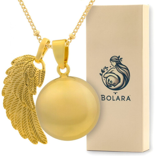 Bolara Zwangerschapsketting - Goudkleurig met Vleugel - 110cm + 5cm verstelbaar - Babyshower cadeau voor aanstaande moeders