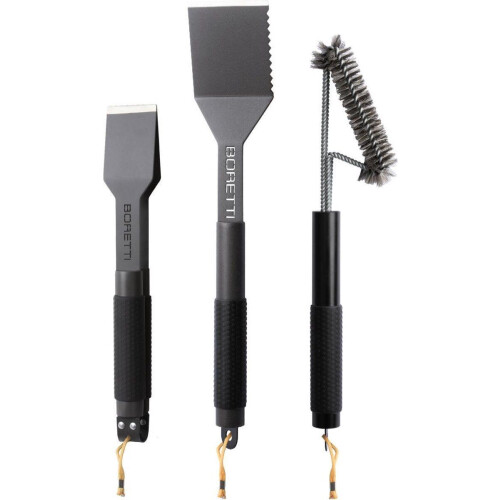 Boretti - Barilo 3-delige barbecue set - Borstel - Tang compact - Spatel - Anti-slip handvaten - Ophangoogjes Tweedehands
