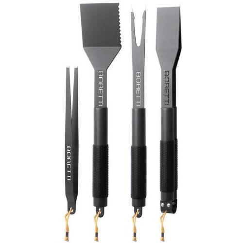 Boretti BBQ gereedschapset - 4-dlg - Pincet Spatel Vork Tang - Antraciet Tweedehands