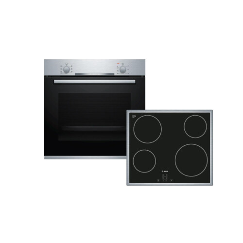 BOSCH HBD230CR61_SS - Inbouwoven + Kookplaat - 71L oveninhoud - 4 keramische kookzones - Zwart/Roestvrijstaal Tweedehands