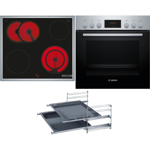 Bosch HND211RS63 - Inbouwset Oven en Keramische Kookplaat - 66L Inhoud - RVS/Zwart