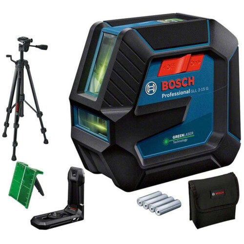 Bosch Professional GLL 2-15 G - Groene Kruislijnlaser - Inclusief Statief en Opbergtas - Werkbereik 15 m Tweedehands