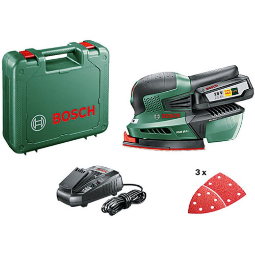 Bosch PSM 18 LI - Multischuurmachine - 18 V accu met lader - 3 schuurbladen Tweedehands