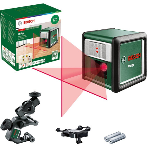 Bosch Quigo III - Kruislijnlaser - Zelfnivellerend - Inclusief Universele Klem MM2 en Adapterplaat Tweedehands