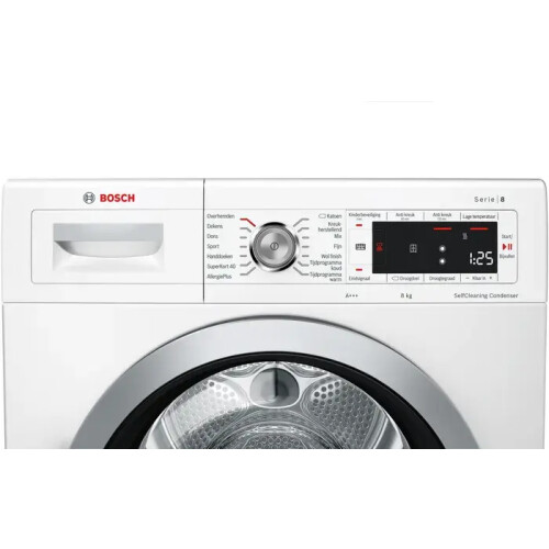 Bosch Wtw8756e - Warmtepompdroger - 8 Kg - Selfcleaning Condensor - 62 Db - Energieklasse A+++ | Nieuw (outlet)